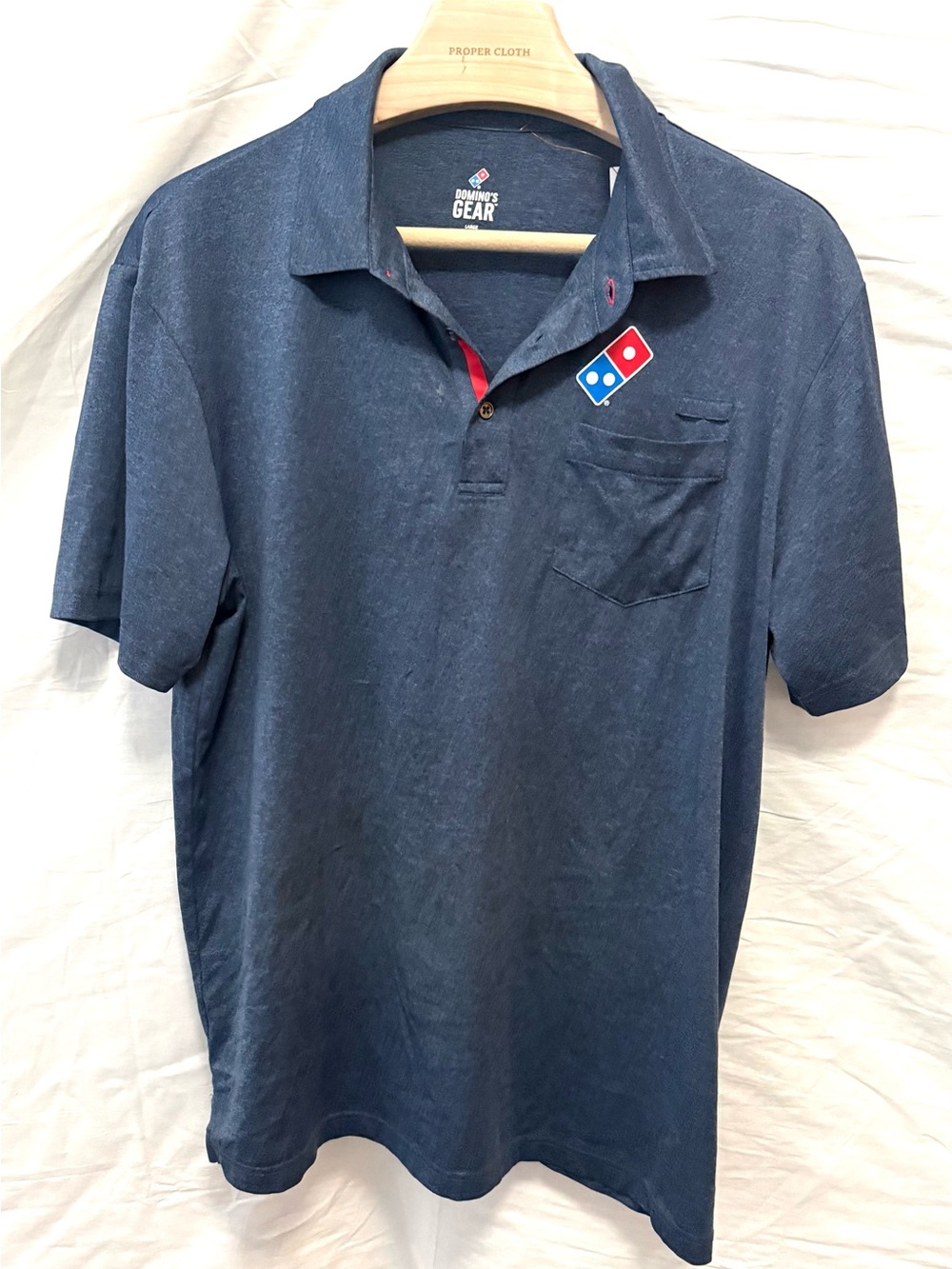 Dominos Pizza Polo Shirt Mens L Heathered Gray Uniform Corpcore Fast Food Logo